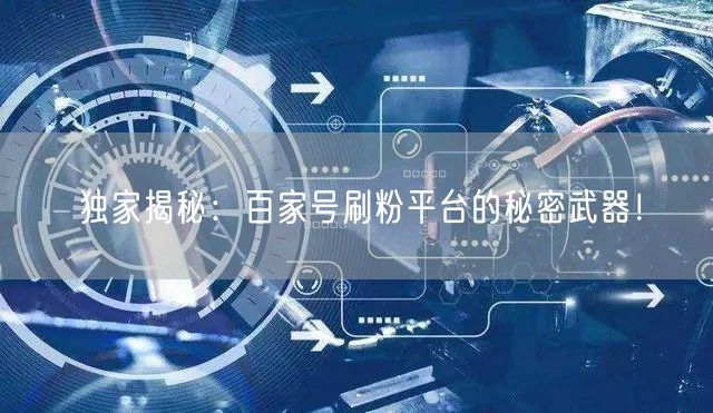 独家揭秘：百家号刷粉平台的秘密武器！