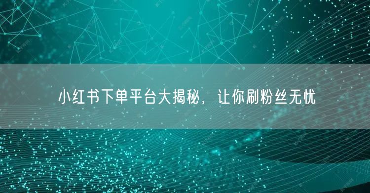 小红书下单平台大揭秘，让你刷粉丝无忧
